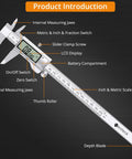 8 Inch Digital Caliper Vernier Caliper With Stainless Steel LCD Display showing labeled parts