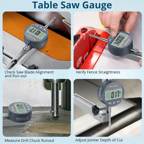 Badass Table Saw Alignment Gauge With Digital Dial Indicator Fits 3 4 Inch Miter Slot to check blade alignment and verify fence straightness.