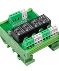 4 Channel Relay Module For Industrial Automation SPDT DIN Rail Mount 24V DC AC Interface Board on green base