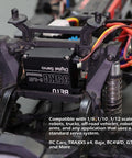 Beefy 35 Kg-Cm Waterproof Servo installed in an RC car, showcasing full aluminum case and stainless steel gears, IP67 waterproof.