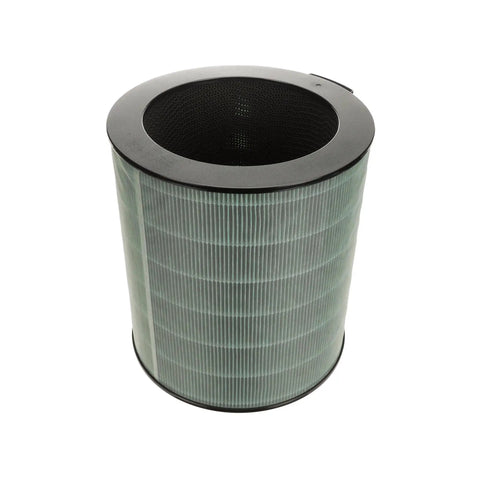 Room Air Purifier Replacement Filter With Three Stage Filtration That Captures 0.3 Micron Particles Pre Filter For Large Particles Like Dust And Dander Carbon Layer Removes Odors And Chemicals White 12.45 x 12.45 Easy Fit cylindrical view