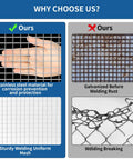 Rock Solid 304 Stainless Steel Hardware Cloth Mesh 1/4 Inch 22 Gauge Chicken Wire Fence comparison against rusted mesh.
