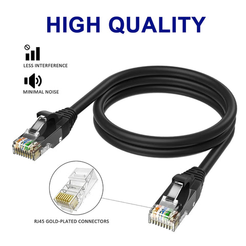 Cat6 Ethernet Cable 150 Ft Outdoor Indoor Snagless Round RJ45 Network Cable PoE Ready with gold-plated connectors