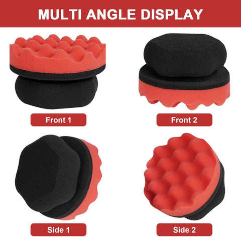 Multi-angle display of Two Pack Large Tire Shine Applicator Pads with Hex Grip for even shine application