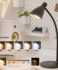 Gooseneck Desk Lamp With Wireless Charger And USB Port, 12W 1200 Lumens Eye Care LED Reading Light for Home Office Setup