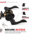 Wave Lever Door Handle Set With Keys For Bedroom Doors Anti Bump Resistant Reversible Oil Rubbed Bronze Finish