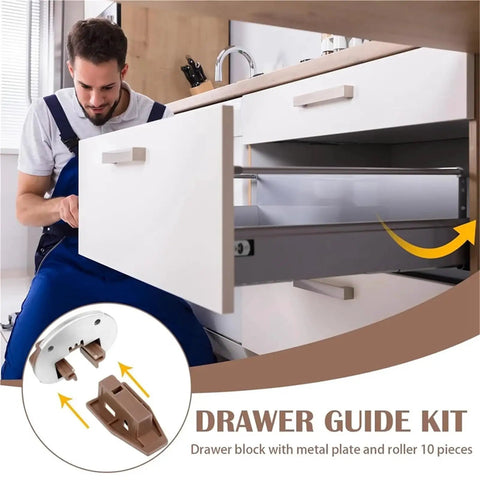 Heavy Duty Drawer Slide Replacement Kit With Dual Telescoping Rails And Built In Ball Bearings, Metal And Plastic Drawer Rails For Smooth Gliding And Easy Pull Out, 30 Set Pack installed on kitchen drawer
