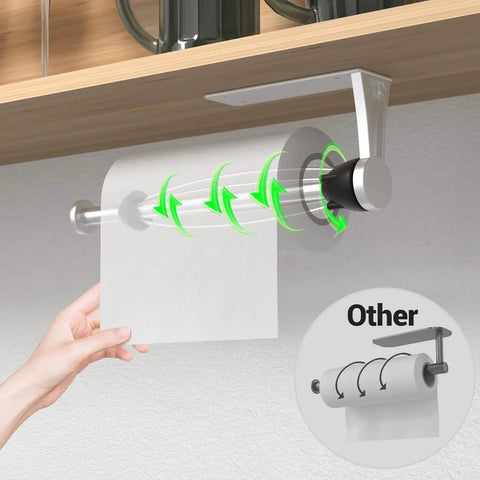 One Hand Operable Under Cabinet Paper Towel Holder With Damping For Kitchen And Bathroom Pink Color Easy Grab And Go Access Keeps Towels Neat And Ready Space Saving Mount Smooth Release For Mess Free Cooking And Cleaning