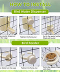 Installation guide for No Mess No Fuss Bird Water Dispenser And Food Feeder Set With Heavy Duty Perch Pole for parrot cage.