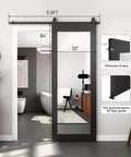 Black 32 Inch By 84 Inch Mirror Barn Door With Five Point Five Foot Sliding Hardware Kit Included No Assembly Required One Lite