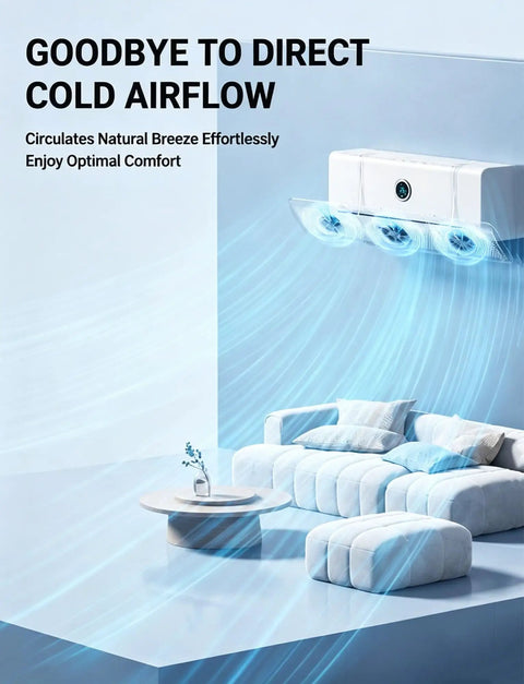 Boost Your Home Cooling Game With This Adjustable Air Conditioner Vent Guide And Milk Color Airflow Diffuser in a modern living room.