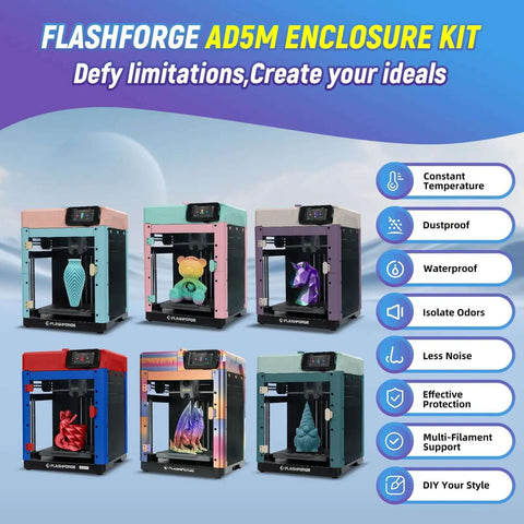 Colorful Adventurer 5M 3D Printer Enclosure Kit With 3mm PC Panels DIY Temperature Controlled Dustproof Enclosure display