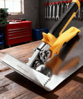 Heavy Duty Sheet Metal Hand Seamer Built Tough With 6 Inch Jaw Sheet Metal Bender And Flattening Tool Hot Forged 3Cr13 Steel Non Slip Handle And Safety Lock For HVAC Roofing And Duct Work on a workbench