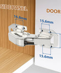 Soft Close Cabinet Hinges 90 Degree Concealed No Drilled Easy Install With Mounting Screws 4 Pack For Kitchen Cupboards No More Slams Soft Close Damping System For Silent Closing And Smooth Operation TamBee shown in installed position in cupboard, highlighting dimensions in millimeters.