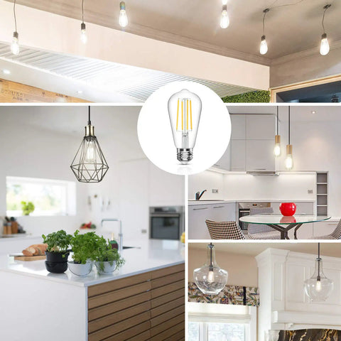 Antique Vintage LED Light Bulbs ST58 Edison Style 60W Equivalent Daylight 4000K E26 Medium Base Non Dimmable CRI 80 Plus Filament Bulbs Pack Of 5