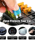 Heavy Duty Automotive Blade Fuses Assortment Kit With Puller 3 To 40 Amp Set shown replacing a blown fuse in a fuse box.