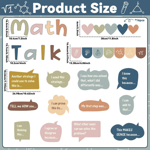 Math Talk Bulletin Board Set For Classrooms With Style 43 Pieces Including 27 Sentence Starters 16 Decorative Borders And 3 Sheets