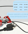 Heavy Duty 3 Prong Replacement Power Cord 14 AWG 8 Foot Black AC Cable for Skilsaw tools plug and cord shown.