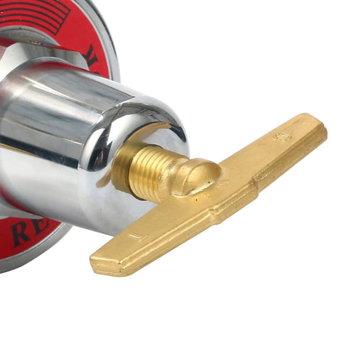Close-up of Acetylene Regulator for Welding Gas Replacement Gauge for Torch Cutting Kits CGA 510 showing brass fitting