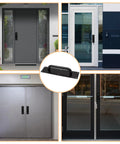 Large Slick Black Stainless Steel Heavy Duty Barn Door Pulls 2 Pack Pull Push Plate Handles For Wooden Or Composite Doors With Mounting Screws 11.81 Inches By 3.15 Inches on modern doors