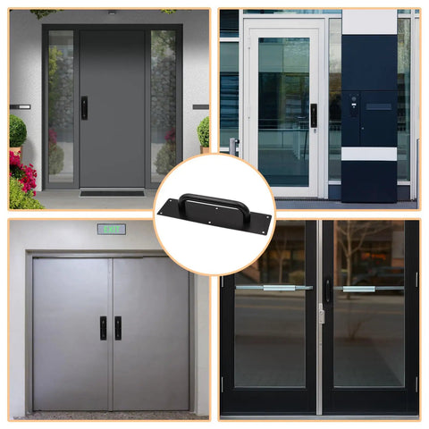 Large Slick Black Stainless Steel Heavy Duty Barn Door Pulls 2 Pack Pull Push Plate Handles For Wooden Or Composite Doors With Mounting Screws 11.81 Inches By 3.15 Inches on modern doors