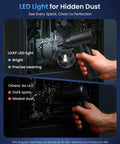 Rechargeable Brushless Air Duster With Bright Led Light And High Speed Fan For Instant Keyboard Laptop And Pc Cleaning, illuminating hidden dust.