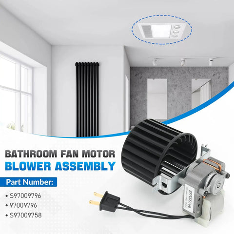 Bathroom Fan Motor Blower Assembly Replacement for 162 E G J K L M and 164 E G J K L M Heaters, 70 CFM at 120V