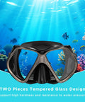 Two Window Panorama Snorkel Mask For Adults With Dry Top Snorkel Tempered Glass Dive Mask Nose Cover Goggles Scuba Gear