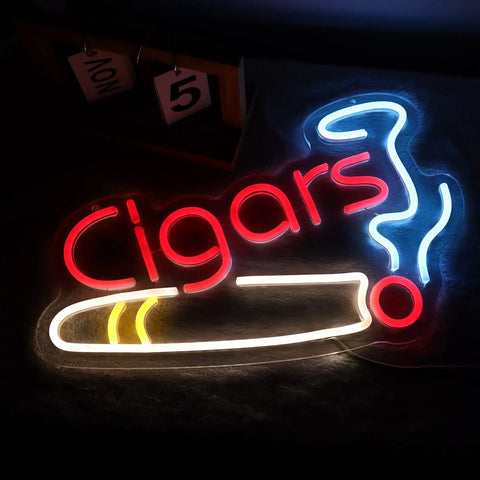 Cigar Neon Sign For Smoke Shop Bar Lounge Decor Handmade LED Art Light Dimmable Neon Light For Pub Party Or Retail Space