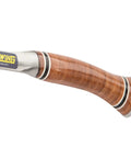 Close-up of genuine leather grip on Sportsmans Axe 14 Inch USA Made Camping Hatchet With Forged Steel Blade And Genuine Leather Grip For Camping Hiking Survival And Outdoor Tasks Designed For Campers And Outdoor Lovers Seeking Durable Performance And Versatile Use