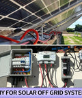 DIY solar off-grid system with 2x 50ft 10AWG solar panel wire kit in black and red with tinned copper extension cables connected