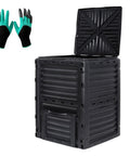 80 Gallon Outdoor Compost Bin With Top Flip Lid BPA Free Large Garden Composter With Gloves