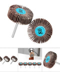 Top Quality 10 Piece Aluminum Oxide Flap Wheel Set For Drill With Metal Shank Sander featuring 80 grit wheels for wood and metal projects.
