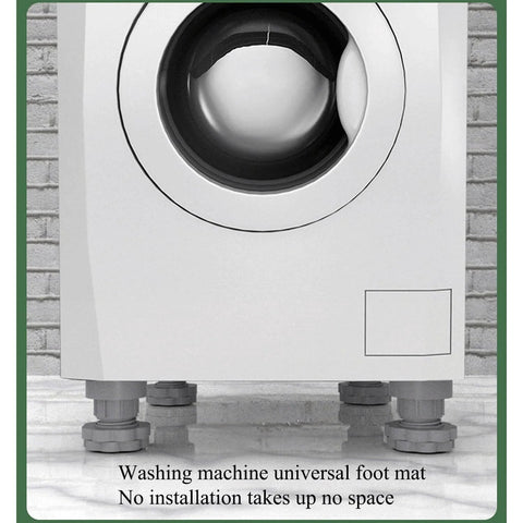 Four pack adjustable leveling feet deliver stable wobble free support for washing machines and appliances, installed view.