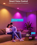 Couple using Govee Smart Recessed Lighting 4 Inch, LED Downlight 800 Lumen, 8 Pack in a cozy living room.