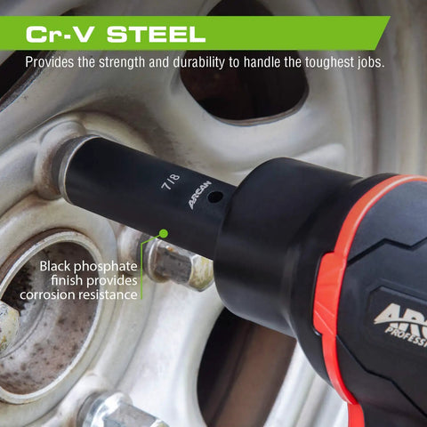 Impact Socket Set For 3/8 And 1/2 Inch Drive, 5/16 To 3/4 Inch And 8mm To 19mm, 38 Piece CrV Steel Tools with corrosion-resistant finish.