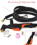 Upgrade Your Shop With 40 Pieces of Plasma Cutter Consumables Including Durable Electrodes And Cutting Tips For AG60 SG55 P60 60A Torches, showing a plasma torch with accessories.