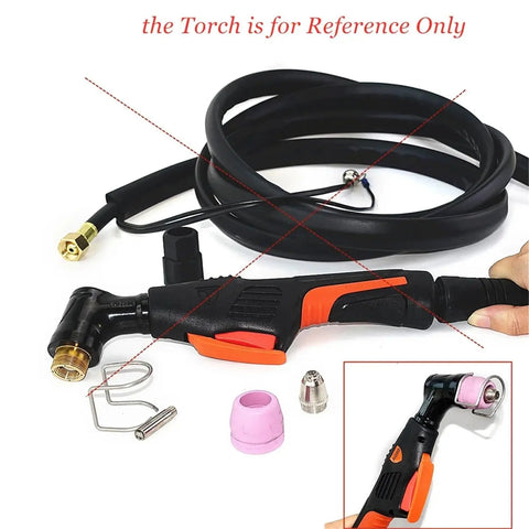 Upgrade Your Shop With 40 Pieces of Plasma Cutter Consumables Including Durable Electrodes And Cutting Tips For AG60 SG55 P60 60A Torches, showing a plasma torch with accessories.