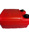 Side view of Six Gallon Portable Boat Fuel Tank With Hose Connector For Outboard Motors, 24 Liter Marine Fueling Tank Replacement Plastic Tank.