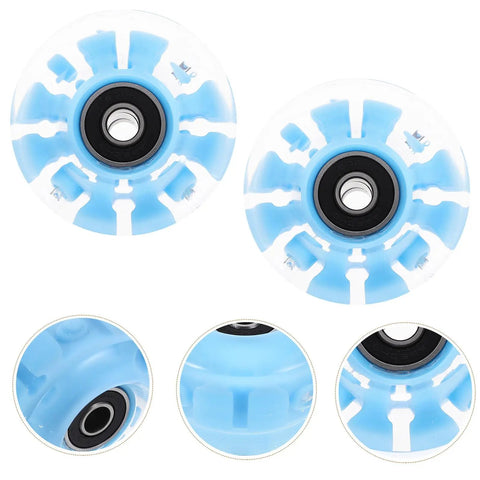Lit Up Roller Skate Wheels 4 Pack Blue LED Quad Wheels For Outdoor Skating, Luminous Replacement Set For Adults, top view