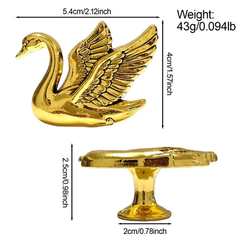 Stunning 4 Pack Swan Cabinet Knobs Featuring An Airy Flying Bird Silhouette And Exquisitely Textured Feather Detail, gold zinc material, 5.4cm size.