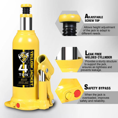 Yellow Jacket 4-ton welded bottle jack with carrying case for cars and SUVs