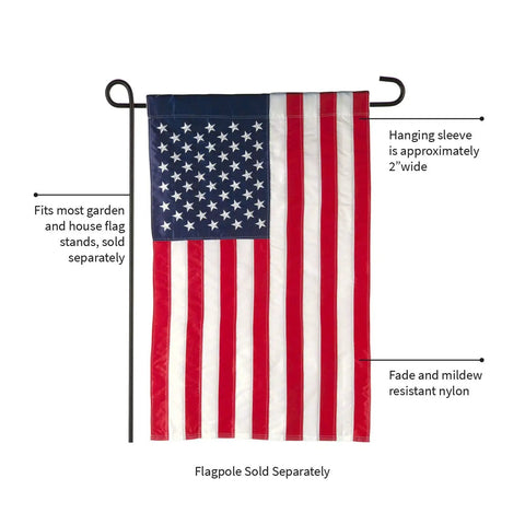 12x18 Double Sided All American Flag For Outdoors Patriotic Garden Flag With Embroidered Stars And Stripes Weatherproof Nylon Waterproof Ideal For Home Or Commercial Displays USA Pride