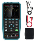 Handheld Digital Oscilloscope 50 MHz Dual Channel With Three Point Five Inch TFT Backlit Display, probes, and case shown