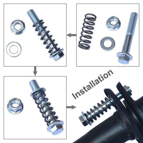 Premium Heavy Duty Car Exhaust Manifold Bolt Set installation illustration, includes M10x1.5 high temperature header studs and components.