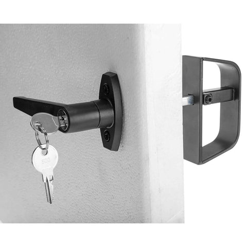 Heavy Duty Shed Door Latch L-Handle Lock Kit With 2 Keys For Barn Doors, 4 1/2 Inch Stem, Chrome Plated Zinc Alloy With Black Powder Coat Finish