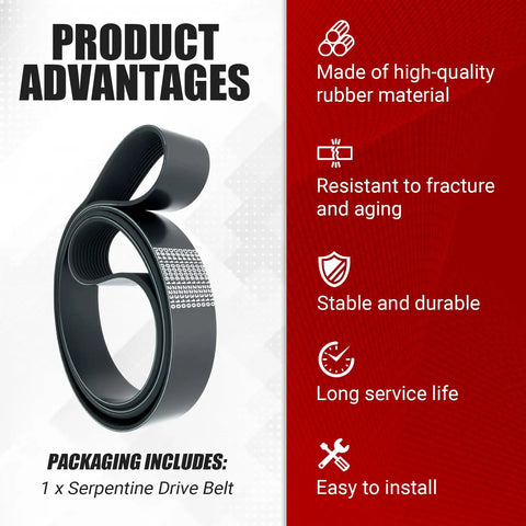 Top Grade Serpentine Drive Belt For Paccar Kenworth Peterbilt Trucks Replaces D84-1000-6122310 heavy-duty rubber material, showcasing its features.
