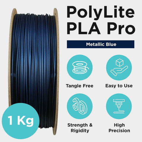 Metallic Blue PLA Pro 3D Printing Filament 1.75Mm 1Kg Spool Built Tough For Fast High Speed Printing With Badass Crack Resistance And Zero Warping Stress Level Up Your Creations Real Quick