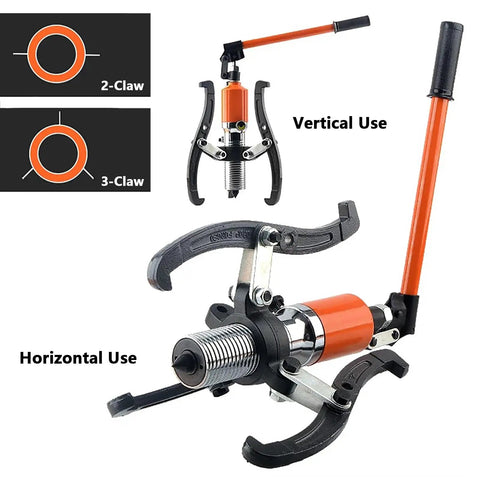Hardcore Hydraulic Gear Puller Tool Kit Plus Wheel Bearing Separator Set Removes Gears Bushings Pulleys Vertically Or Horizontally With 5 Ton Capacity For Auto Repair Shops Mechanics Need Reliable Tough Tools To Yank Out Stuck Parts Fast, 2- and 3-claw