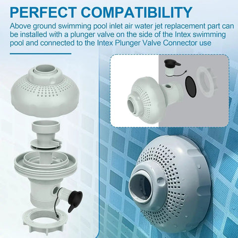 Large Inlet Air Nozzle For Intex Air Jet Valve And Above Ground Pool Return Jet Replacement Parts Easy Peasy Install DIY Kit